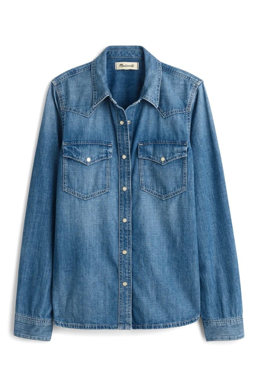 Madewell Denim Western Long Sleeves Buttoned Shirt - M